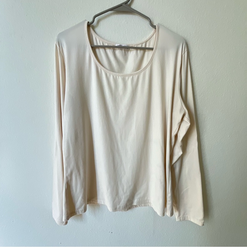 Elegant Cream Long Sleeve Women's Top